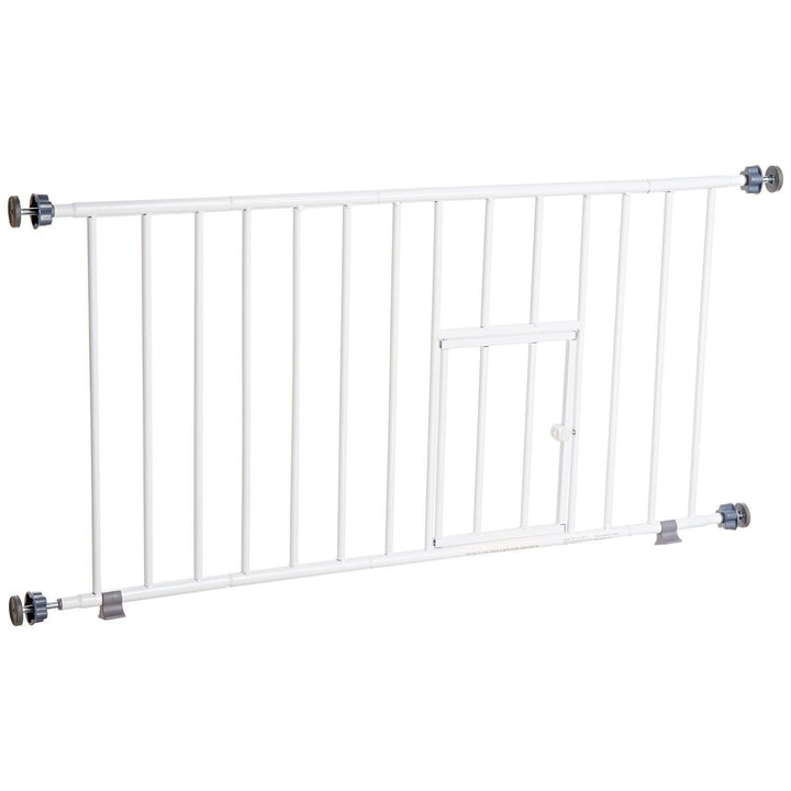 MINI Expandable Extra Wide Pet Gate with Small Pet Door (916006), White, 18-31 inches