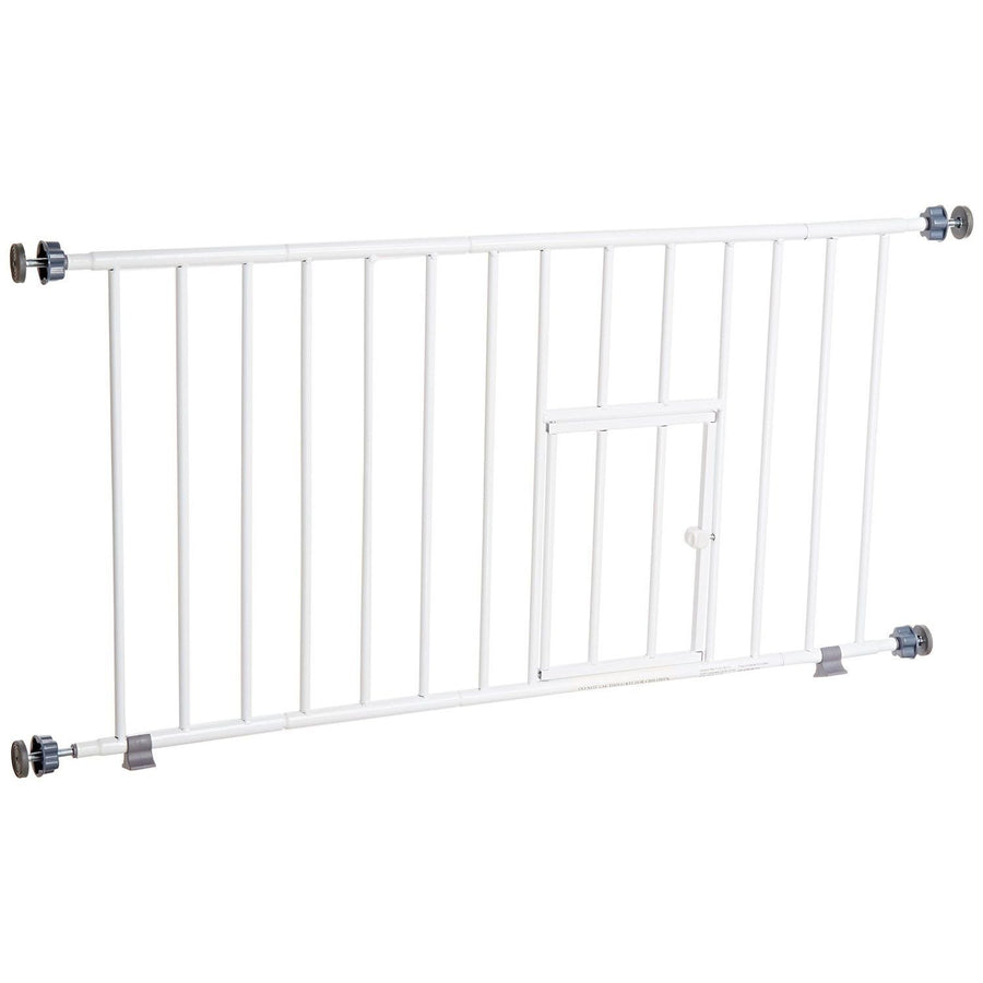MINI Expandable Extra Wide Pet Gate with Small Pet Door (916006), White, 18-31 inches