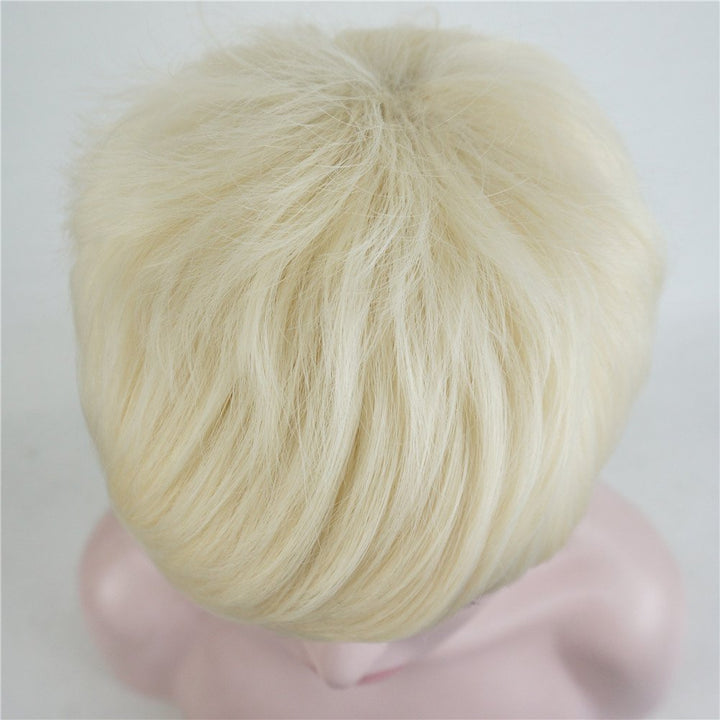 #613: Synthetic Short 6 Inches Blonde Straight Wig Heat Resistant Full Capless Hair Party Wig