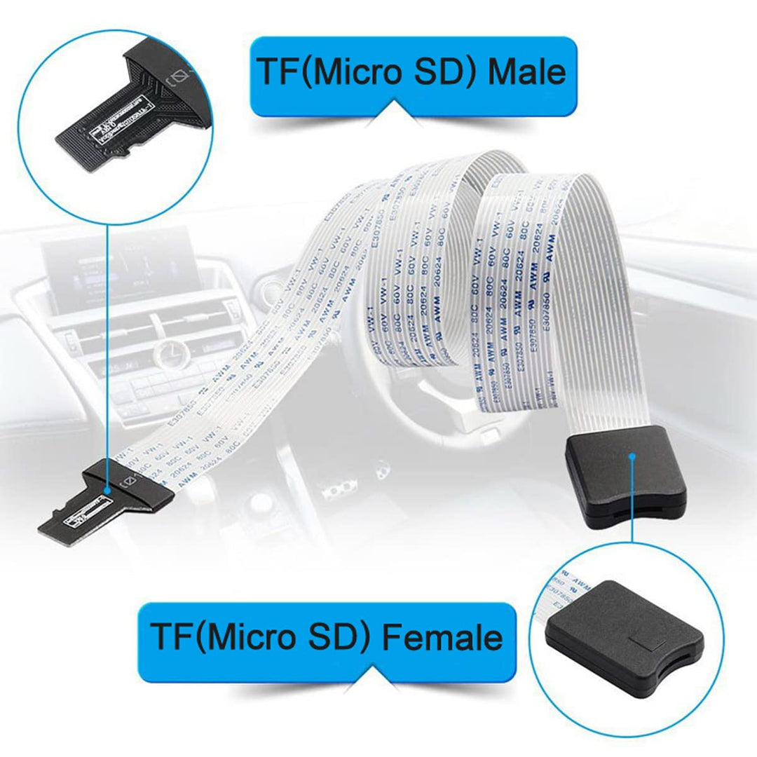 Micro-SD TF Memory Card Kit Male to TF Female Extension Soft Flat FPC Cable Extender 25cm