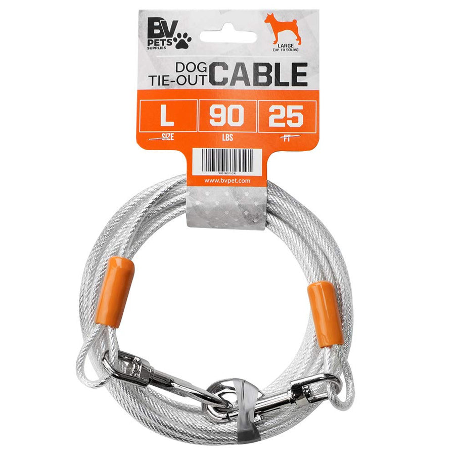 Pet Reflective Tie Out Cable for Large Dog up to 90 pound, 25 Feet