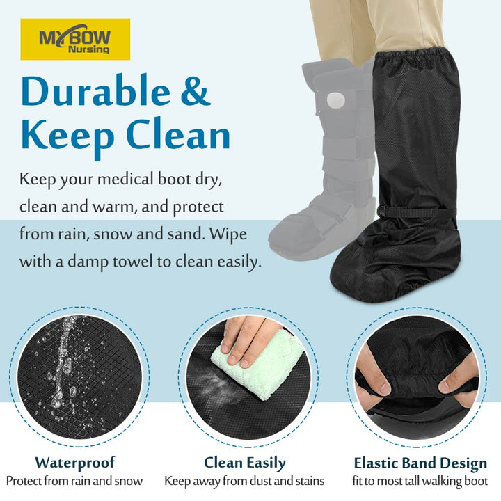 Walking Boot Cover, Orthopedic Boot for Broken Foot Injuries Cast Cover, Tall Medical Walking Boot Cover, Outdoor Cast Protector, Surgical Recovery Air Walker Boot Accessories (Black)