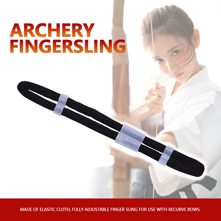 Shooting Accessory Wear Resistant Elastic Cloth Archery Fingersling,Hunting Shooting,Recurve Bow(Black, L)