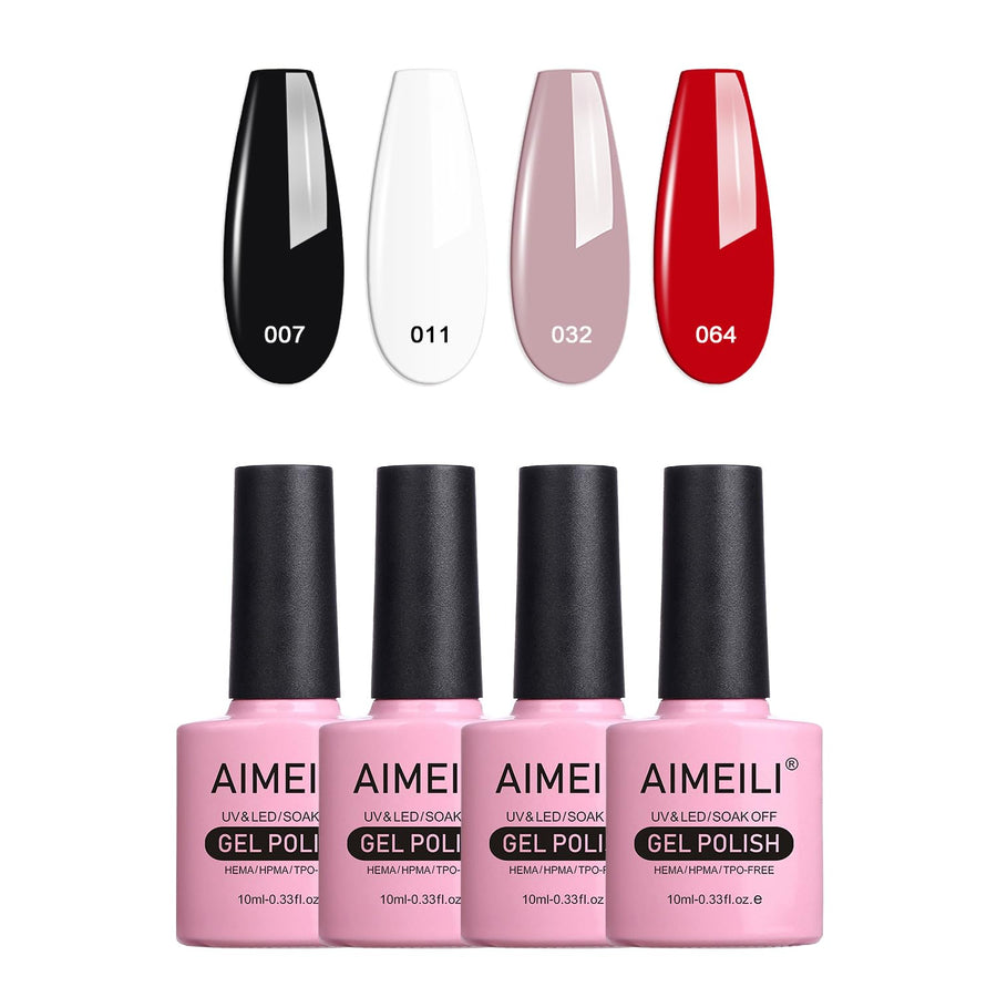 Gel Nail Polish Soak Off UV LED Gel Nail Lacquer Combo Color Set Of 4pcs X 10ml - Kit Set 19