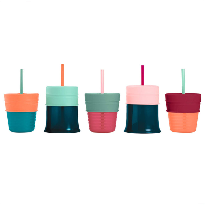 Snug Silicone Sippy Cup Lids and Straws - Includes 3 Lids and 3 Straws - Convert Any Kids Cups or Toddler Cups into Straw Sippy Cups - Toddler Feeding Supplies and Travel Essentials - Green