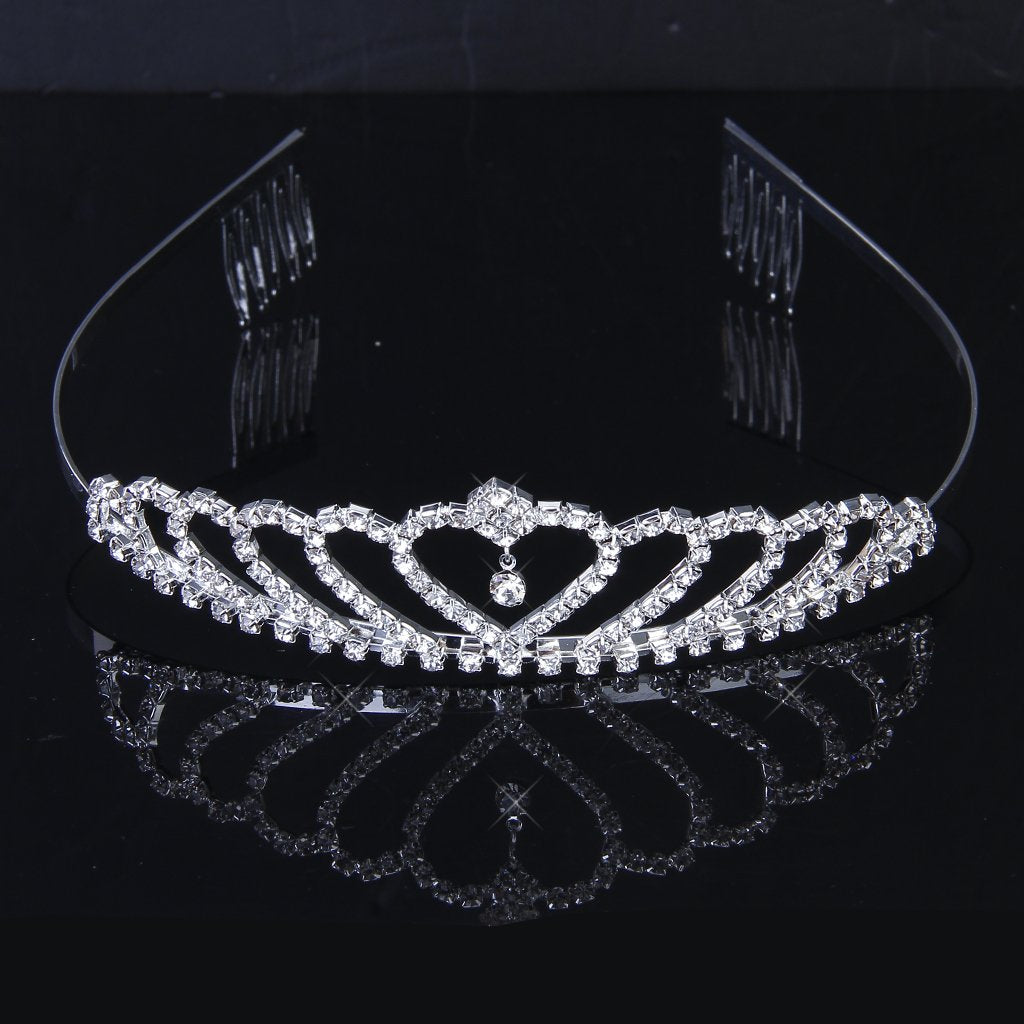 Princess Crown Headband Rhinestones Hair Clip Tiara Wedding Bride Pin