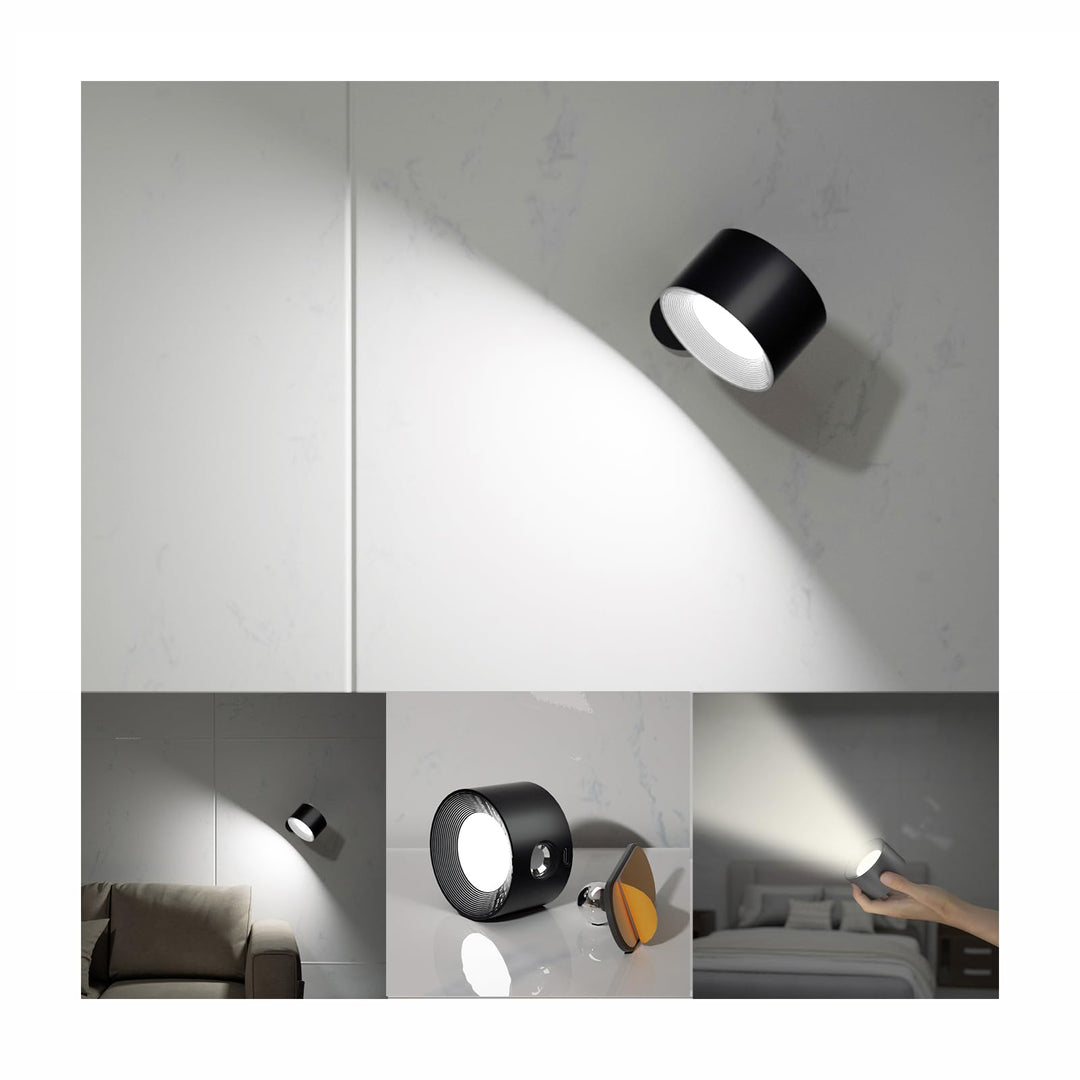 LED Reading Lights, Wall Mounted Sconces with 3 Color Temperatures & 3 Brightness Levels Rechargeable Battery Magnetic Ball 360°Rotation Touch Control, Lamps for Kids Study Bedside Closet