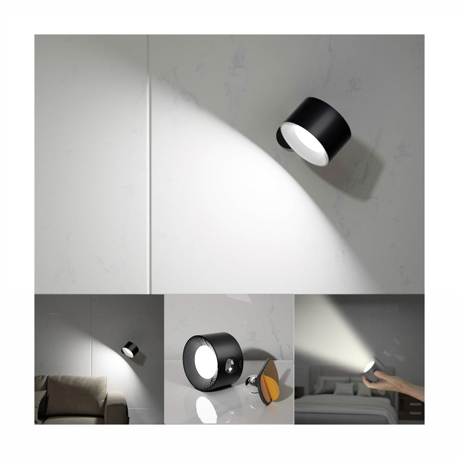 LED Reading Lights, Wall Mounted Sconces with 3 Color Temperatures & 3 Brightness Levels Rechargeable Battery Magnetic Ball 360°Rotation Touch Control, Lamps for Kids Study Bedside Closet