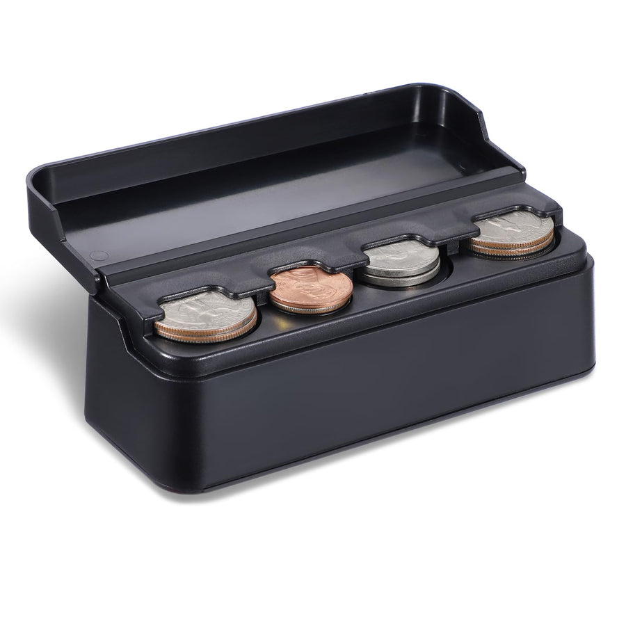 Coin Holder for Car, Coin Change Organizer Compatible with Coins of Different Sizes, Dash-Mounted Holder Suitable for Most Cars, Trucks(Black)