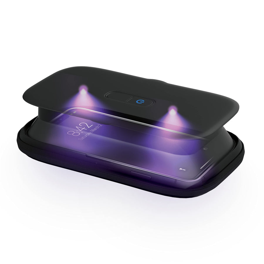 UV Clean Portable Sanitizer – Rechargeable UV Light Sanitizer and Sterilizer Box - Kills 99.9% of Airborne Contaminates, Fits Masks, Makeup Brushes, Glasses, Cell Phones, Keys, Black