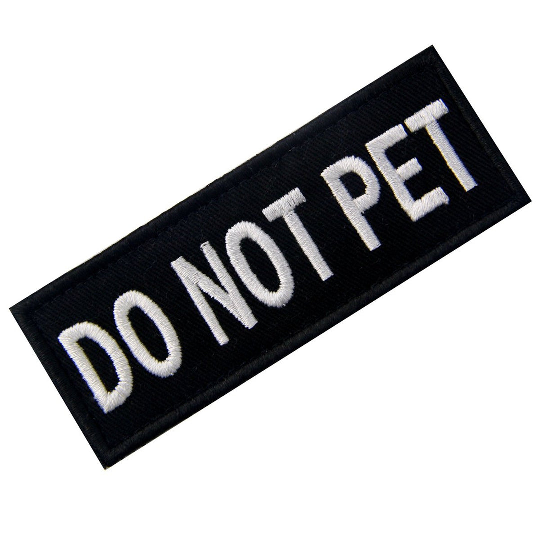 Do Not Pet Service Animal Vests/Harnesses Emblem Embroidered Fastener Hook & Loop Patch, 4 X 1.5 Inch