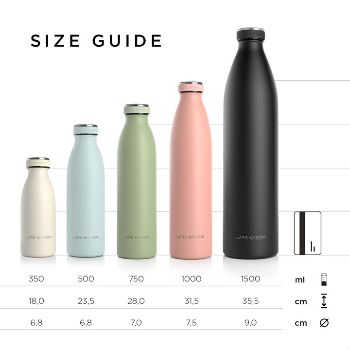Stainless Steel Insulated Water Bottle 12oz 17oz 25oz 34oz 51oz | Insulated Thermo Flask for Hot and Cold Beverages | Leakproof Drinking Bottle (Ash Gray, 1000ml)