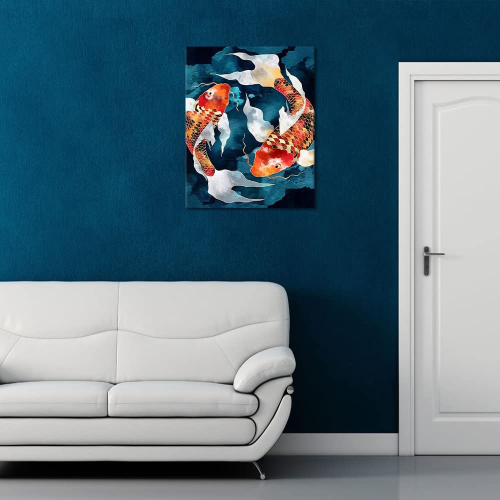 Paint by Numbers for Adults Beginner & Kids Abstact Goldfish Ink Painting DIY Oil Painting Kit on Canvas with Paintbrushes and Acrylic Pigment for Home Wall Decor 16 inx20 in