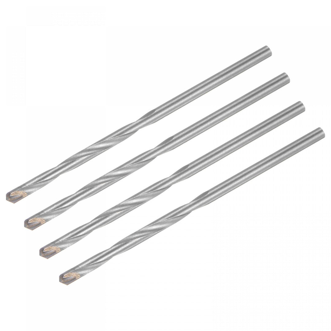 5mm Cutting Dia Cemented Carbide Twist Extra Long Drill Bit with Round Straight Shank for Hardened Steel Stainless Steel, 120mm Length 4 Pcs