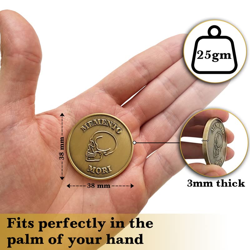 Memento Mori Coin Stoic, Momento Mori Coin - Double Sided 38mm Stoic Coin - Daily Inspirational Coins for Stoicism Gifts, Stoic Challenge - Novelty Coins, Tokens, Medallions