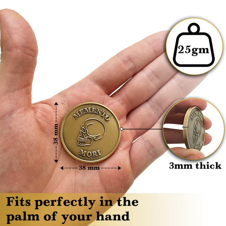 Memento Mori Coin Stoic, Momento Mori Coin - Double Sided 38mm Stoic Coin - Daily Inspirational Coins for Stoicism Gifts, Stoic Challenge - Novelty Coins, Tokens, Medallions