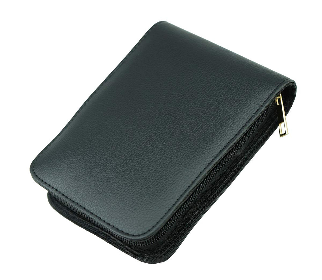 12 Fountain Pen Case PU Leather, Rollerball Pen Display Holder Bag, Pouch Large Capacity for Your Collection - Black