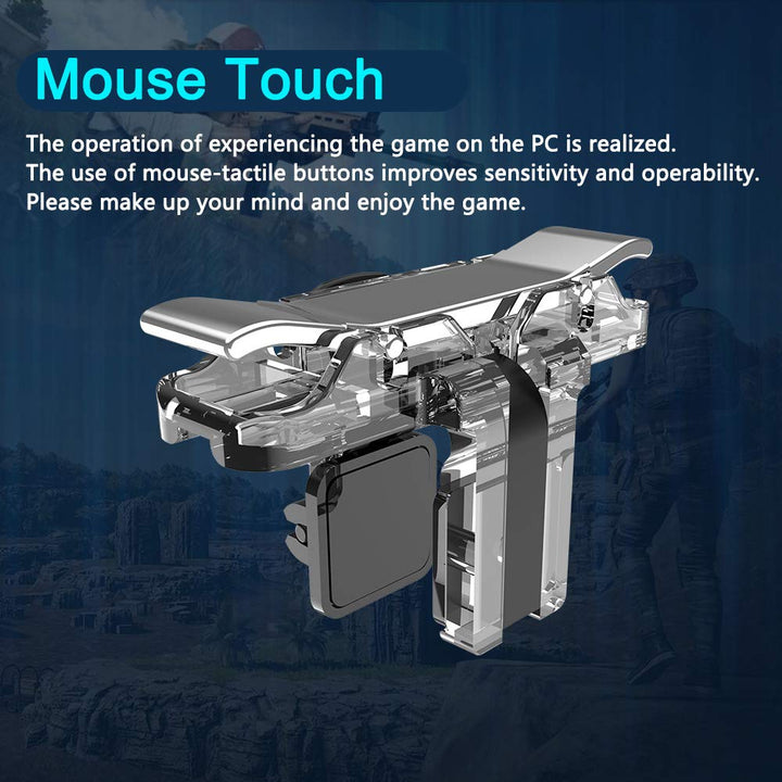 Mobile Game Controller (Metal Transparent), Sensitive Click Shoot and Aim Buttons L1R1 for PUBG/Knives Out/Rules of Survival, PUBG Mobile Game Joystick, Phone Game Controller (Crystal)