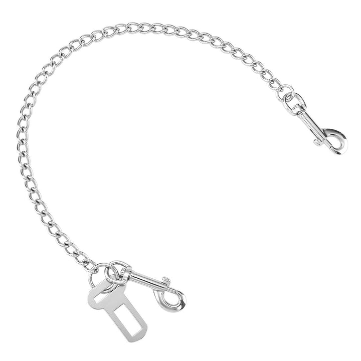 Stainless Steel No chew Dog Car, Pet Vehicle Safety Restraint, Heavy Duty Big Canine Dog Car Leash Strap with Double Clip and Latch Attachment-25 Inch