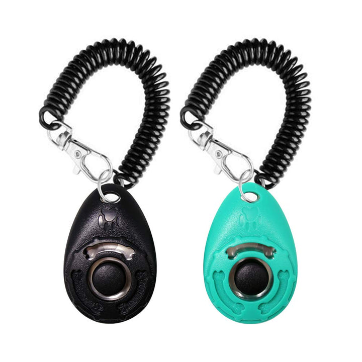 Dog Training Clicker with Wrist Strap Durable Lightweight Easy to Use, Pet Training Clicker for Cats Puppy Birds Horses. Perfect for Behavioral Training 2-Pack (Black and Water Lake Blue)