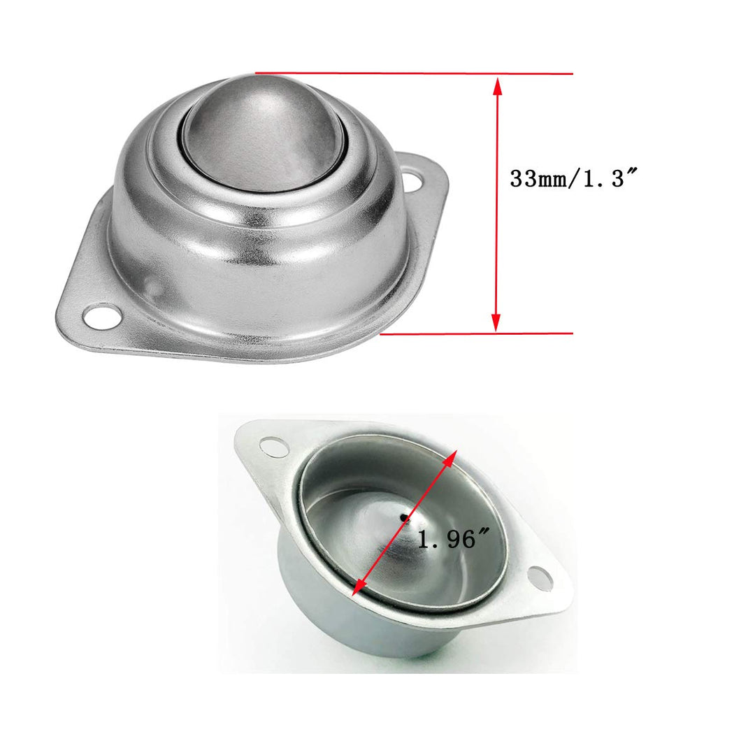 6 Pcs - 1 Roller Ball Transfer Bearing,Flange Mounted Carbon Steel Round Ball Transfer Unit Universal Rotation Ball Casters for Conveyor,Roller Stand,Transmission, Load 400 lbs
