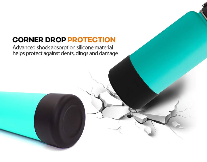 Protective Silicone Boot for 12oz - 40 oz Hydroflask Water Bottles Anti-Slip Bottom Sleeve Cover Bumper (Fits 32 and 40 OZ, Black)