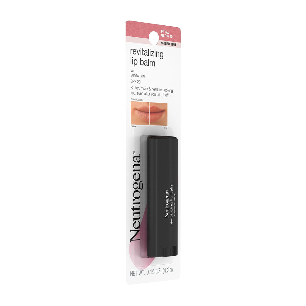 Revitalizing and Moisturizing Tinted Lip Balm with Sun Protective Broad Spectrum SPF 20 Sunscreen, Lip Soothing Balm with a Sheer Tint in Color Petal Glow 40, .15 oz