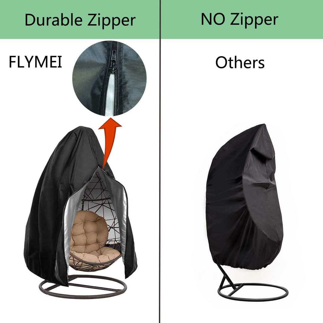 UpgradedPatio Egg Chair Covers with Zipper, Wicker Egg Swing Chair Covers, Waterproof Heavy Duty Weather Resisatnt Outdoor Chair Cover, Windproof Hanging Chair Cover, 75 x 45, Black, 1 Pack
