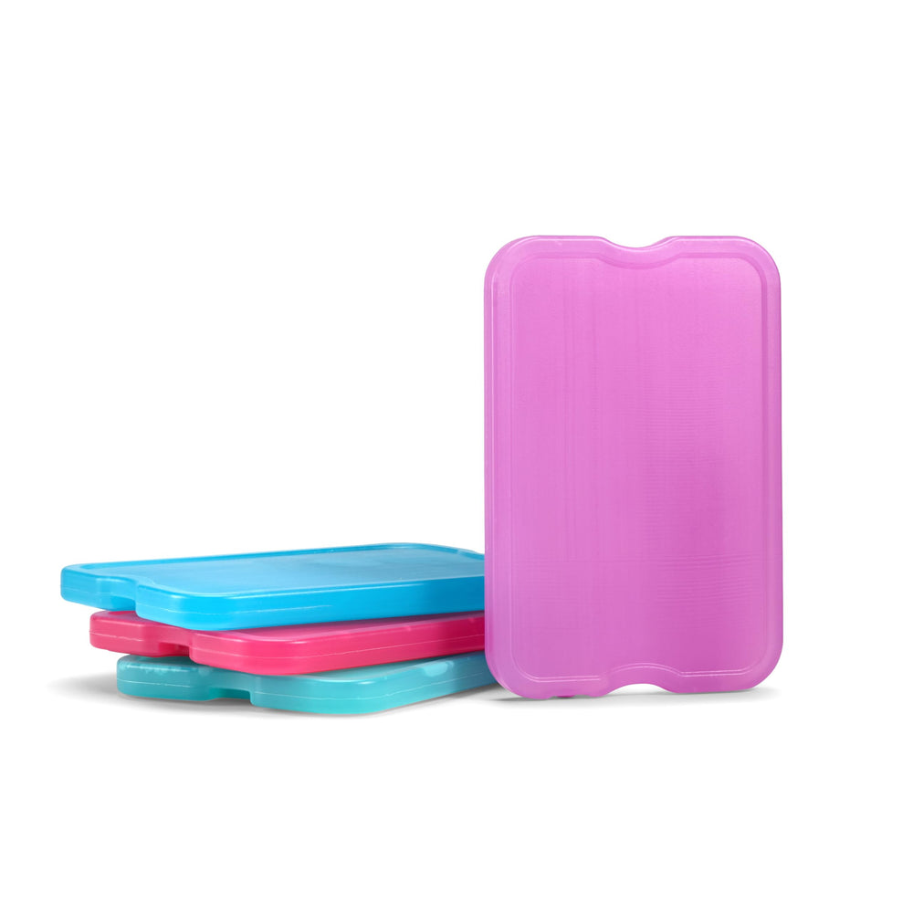 Cool Coolers 4 Pack XL Slim Ice Packs, Quick Freeze Space Saving Reusable Ice Packs for Lunch Boxes or Coolers, Multi