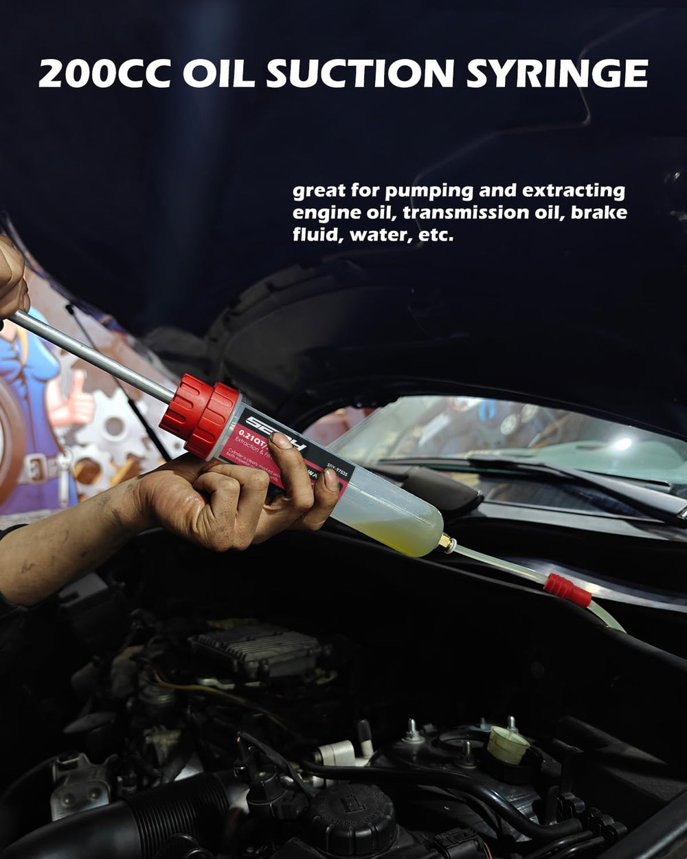 Fluid Extractor - 200cc Multi-Purpose Syringe, Oil Suction Pump, Manual Extraction and Filling Pump, Automotive Oil Syringe
