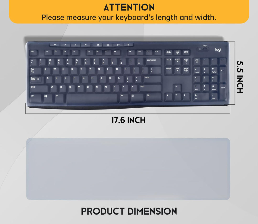 Universal Clear Waterproof Anti-Dust Silicone Keyboard Protector Cover Skin for Standard Size PC Computer Desktop Keyboards (Size: 17.52 x 5.51)