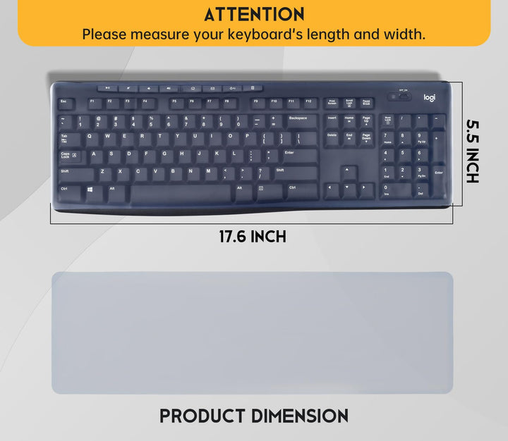 Universal Clear Waterproof Anti-Dust Silicone Keyboard Protector Cover Skin for Standard Size PC Computer Desktop Keyboards (Size: 17.52 x 5.51)