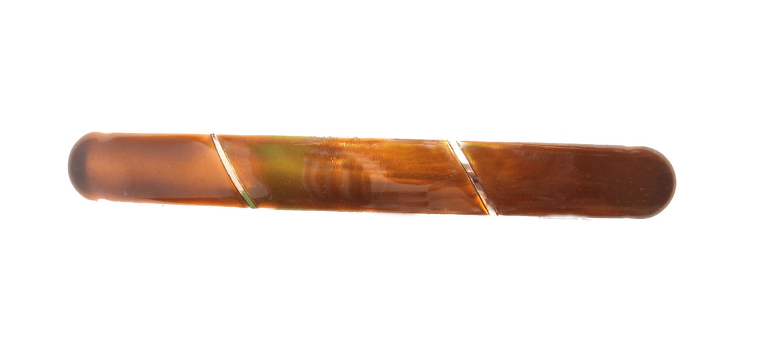 Caravan Decorated Automatic Barrette In Copper Color With Epoxy, .65 Ounce