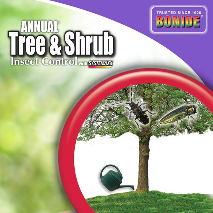 Annual Tree & Shrub Insect Control with Systemaxx, 32 oz Concentrate, Year Long Protection and Bug Killer