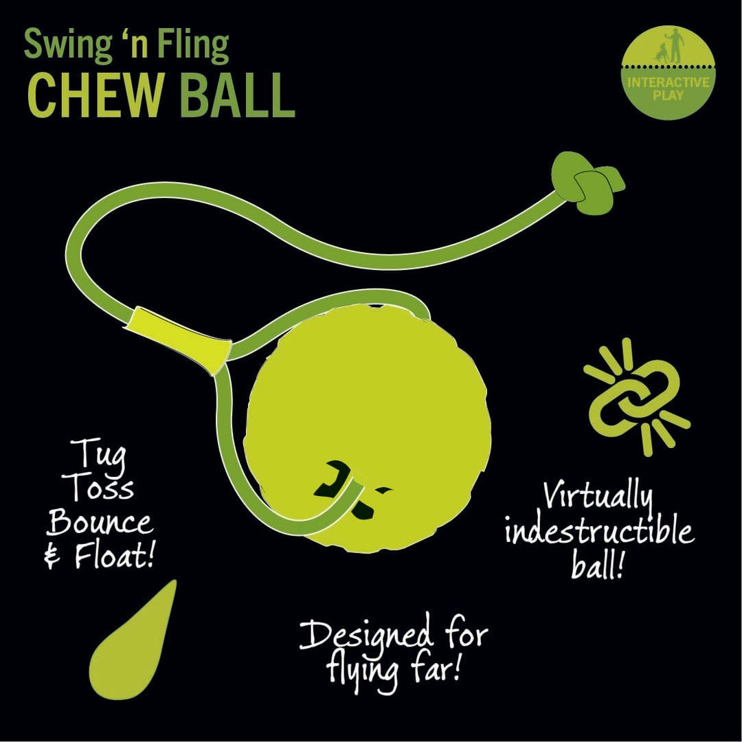 Everlasting Fun Ball on a Rope Dog Toy,Greens,Medium/Large