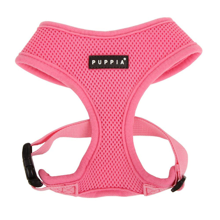 Soft Dog Harness No Choke Over-The-Head Triple Layered Breathable Mesh Adjustable Chest Belt and Quick-Release Buckle, Pink, Medium