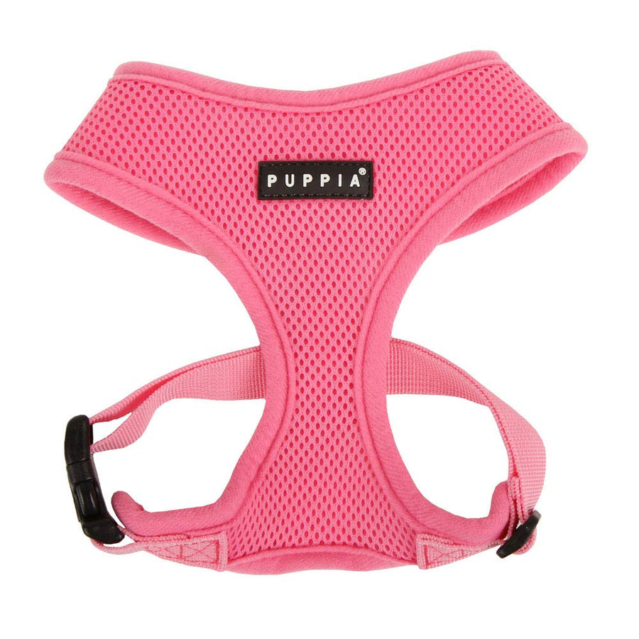 Soft Dog Harness No Choke Over-The-Head Triple Layered Breathable Mesh Adjustable Chest Belt and Quick-Release Buckle, Pink, Medium