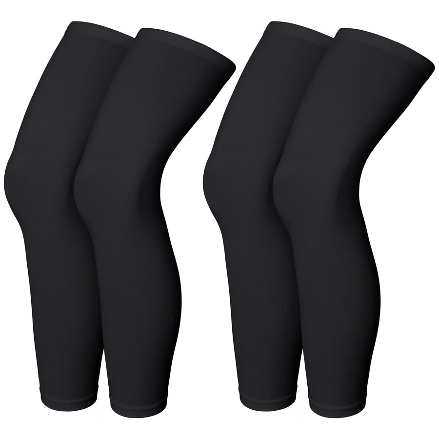 Compression Leg Sleeve Full Length Leg Sleeves Sports Cycling Leg Sleeves for Men Women, Running, Basketball (4 Pieces,Black,M)
