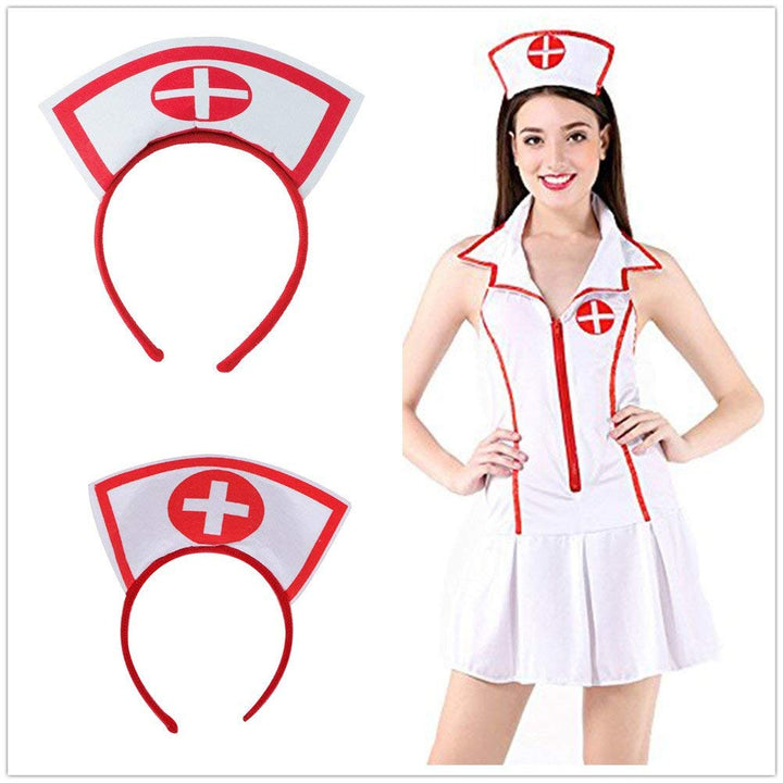 Halloween Costume Accessory,Nurse Hat Headband with Red Cross,Halloween Party Supplies