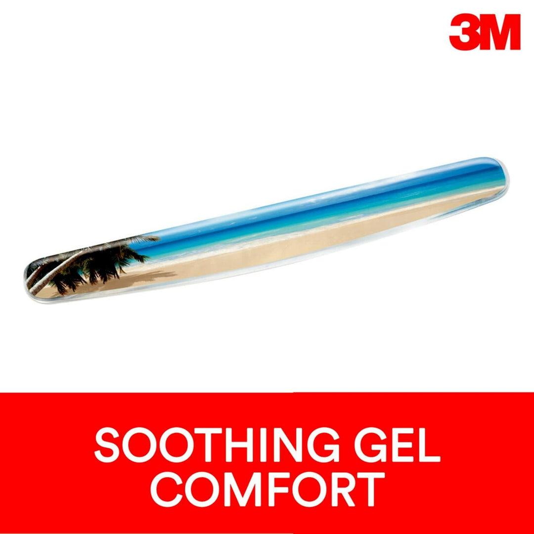 Gel Wrist Rest for Keyboards, Soothing Gel Comfort with Durable, Easy to Clean Cover, 18, Fun Beach Design (WR308BH), Medium, Beach