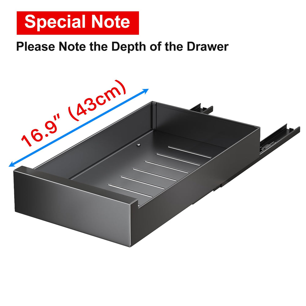 Pull Out Cabinet Organizer Fixed With Adhesive Nano Film,Heavy Duty Storage and Organization Slide Out Pantry Shelves Sliding Drawer Pantry Shelf for Kitchen,Living Room 9.8W x 16.9D x3.1H(1PC)