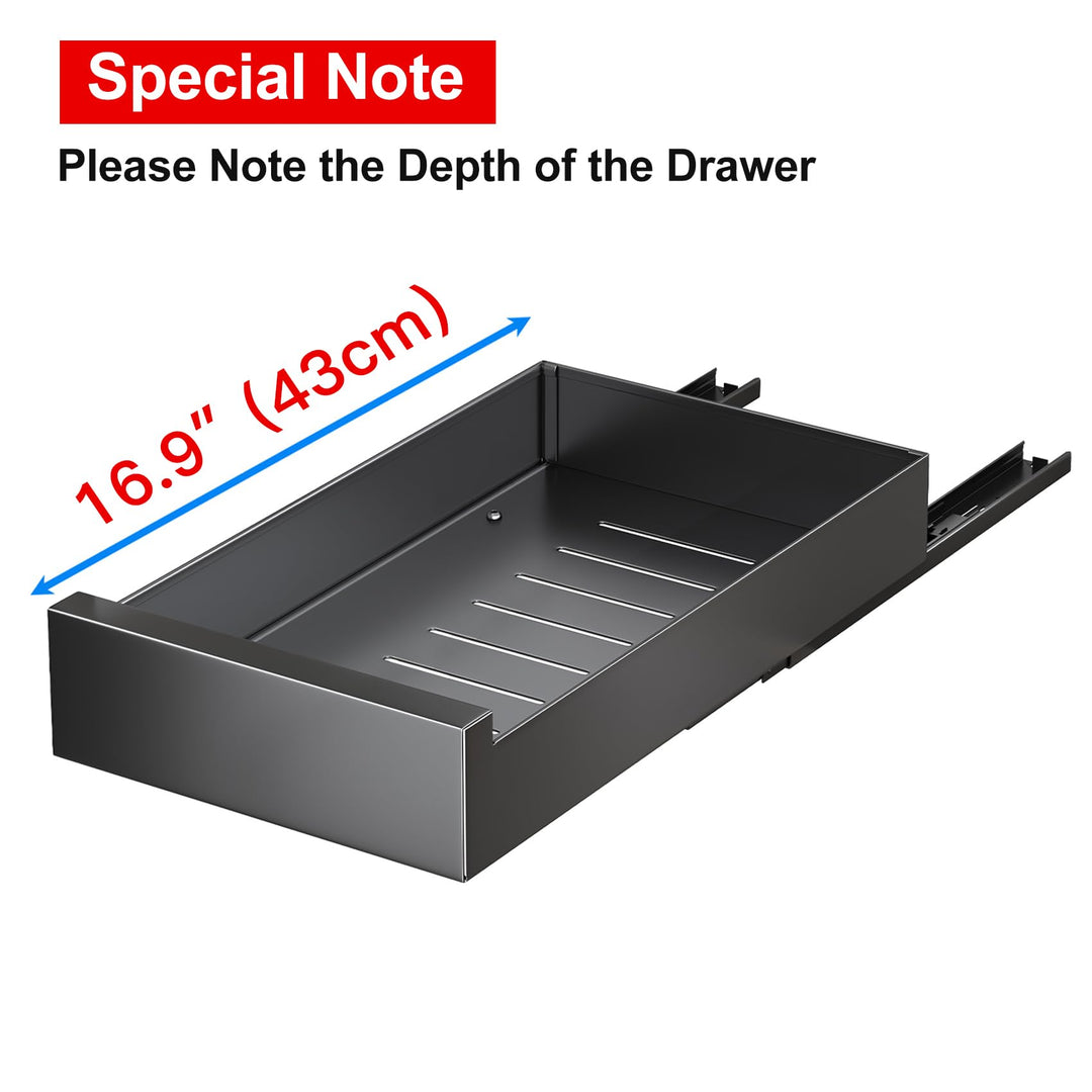 Pull Out Cabinet Organizer Fixed With Adhesive Nano Film,Heavy Duty Storage and Organization Slide Out Pantry Shelves Sliding Drawer Pantry Shelf for Kitchen,Living Room 9.8W x 16.9D x3.1H(1PC)