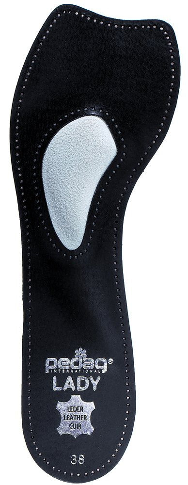 2821 Lady 3/4 Ultra Thin Leather Self Adhesive Insole for All Heels, Black, Women's 12