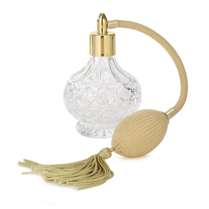 Pro 3 ounce Perfume Atomizer Vintage Style Perfume Bottle Gold Long Spray Tassels Atomizer Pump Refillable Glass Bottles Makeup Tool perfume bottles + 2Pcs Canned Funnel