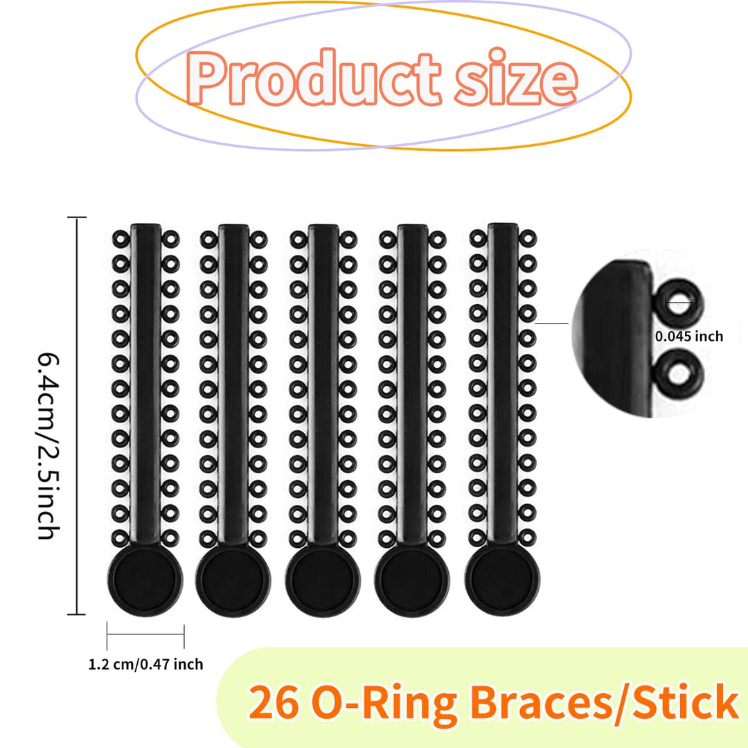 Orthodontic Ligature Ties O-Rings Elastic Rubber Bands for Braces (Black, 1040 Pieces)