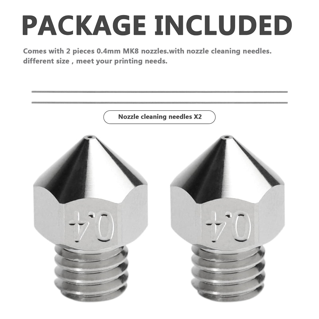 Haldis 3D MK8 Plated Copper Nozzle, 2 Pack 0.4mm Premium Wear Resistant Nozzles for Creality CR-10 Ender 3 pro Ender 5.