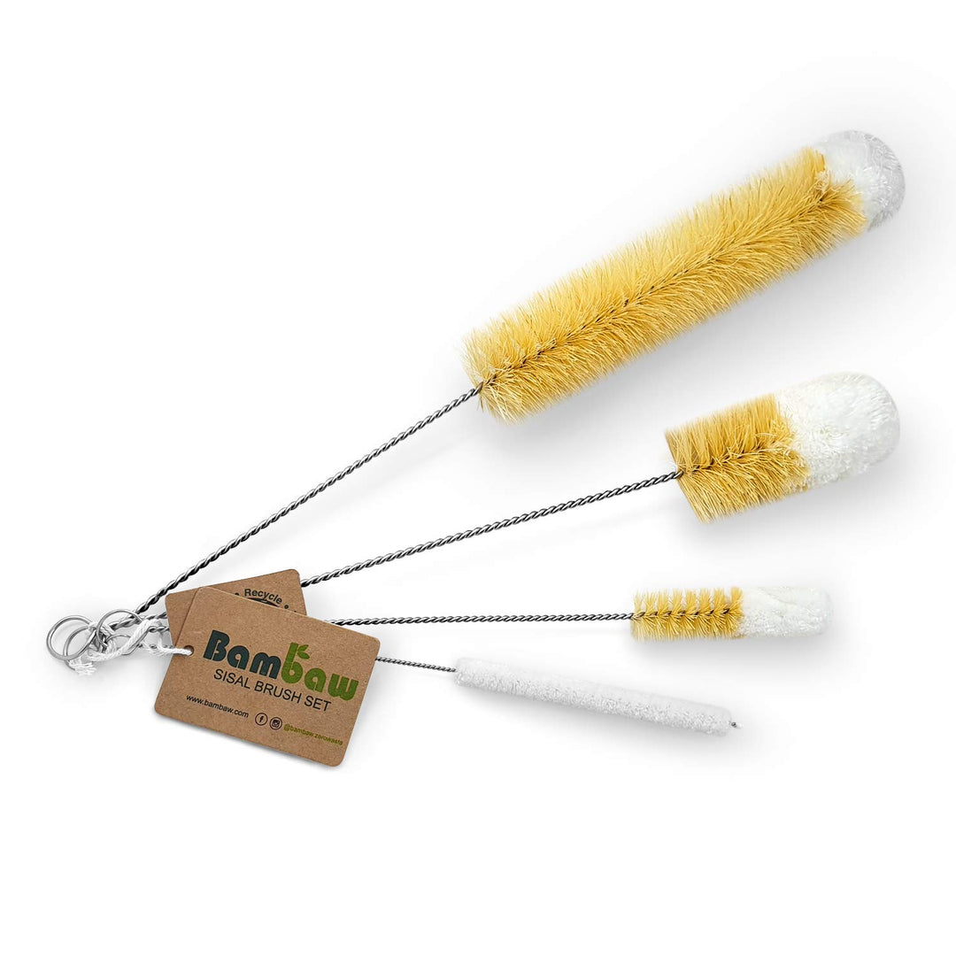 Bottle Cleaner Brush Set | 4 Cleaning Brushes | Bottle Brush Cleaner Set | Water Bottle Brush | Bottle Scrubber | Small & Long Bottle Brush for Glass - Soft Cotton Tip to Prevent Scratches