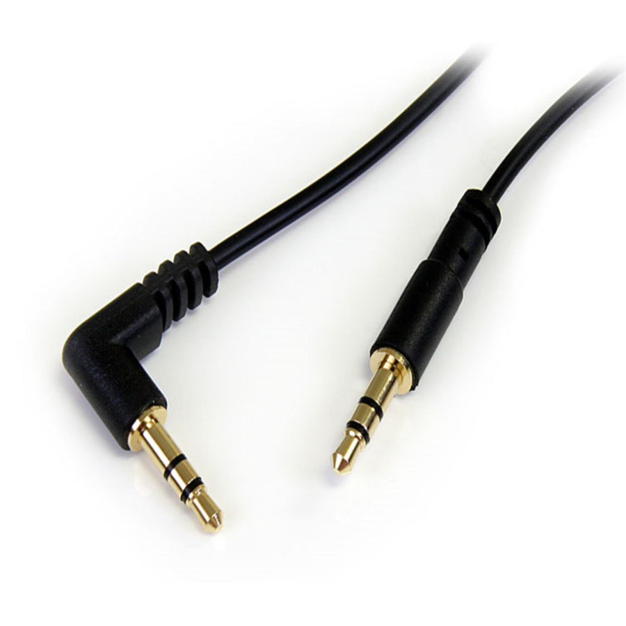 6 ft Slim 3.5mm to Right Angle Stereo Audio Cable - M/M (MU6MMSRA) Black