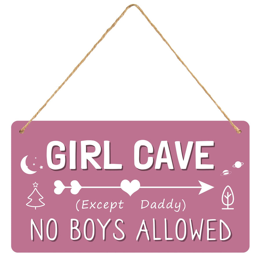 Girl Cave Sign, Girls Room Decorations for Bedroom, PVC Plastic Water Proof Decoration Hanging Sign , Kids Room Signs for Door