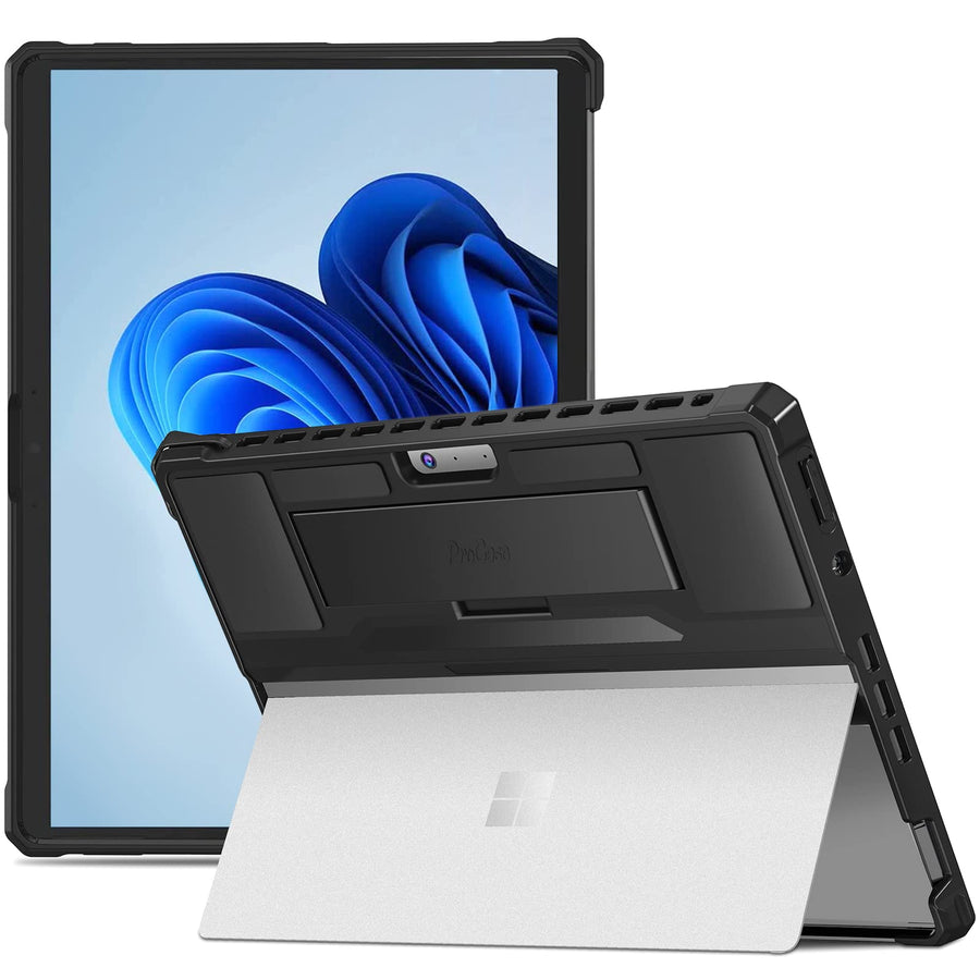 Case for Surface Pro 8, Rugged Protective Cover with Built-in Hand Strap Compatible with Type Cover Keyboard for 13.0 Microsoft Surface Pro 8 2021 Release –Black